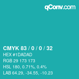 Farbcode: CMYK 83 / 0 / 0 / 32 | qconv.com