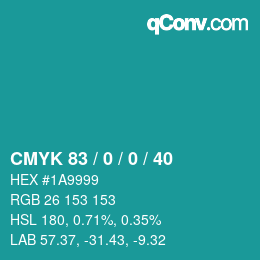 颜色代码: CMYK 83 / 0 / 0 / 40 | qconv.com