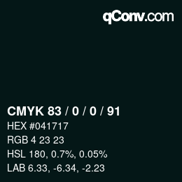 カラーコード: CMYK 83 / 0 / 0 / 91 | qconv.com