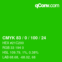 Color code: CMYK 83 / 0 / 100 / 24 | qconv.com