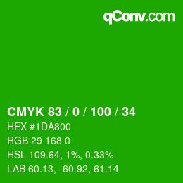 Color code: CMYK 83 / 0 / 100 / 34 | qconv.com