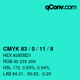 Color code: CMYK 83 / 0 / 11 / 8 | qconv.com