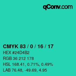Color code: CMYK 83 / 0 / 16 / 17 | qconv.com