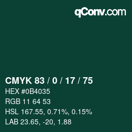 Color code: CMYK 83 / 0 / 17 / 75 | qconv.com