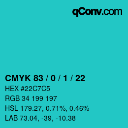 Color code: CMYK 83 / 0 / 1 / 22 | qconv.com