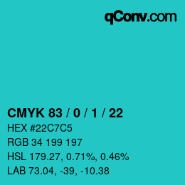 Color code: CMYK 83 / 0 / 1 / 22 | qconv.com