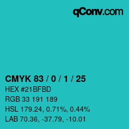 Color code: CMYK 83 / 0 / 1 / 25 | qconv.com