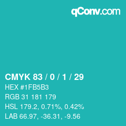 カラーコード: CMYK 83 / 0 / 1 / 29 | qconv.com