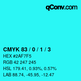 カラーコード: CMYK 83 / 0 / 1 / 3 | qconv.com