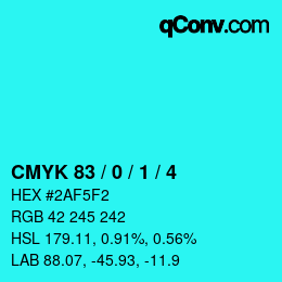 Color code: CMYK 83 / 0 / 1 / 4 | qconv.com