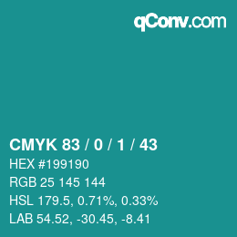 Color code: CMYK 83 / 0 / 1 / 43 | qconv.com