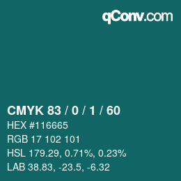 カラーコード: CMYK 83 / 0 / 1 / 60 | qconv.com