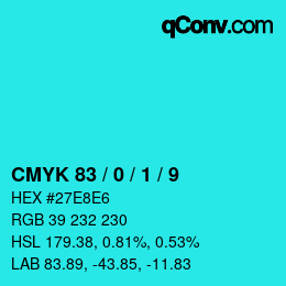 Color code: CMYK 83 / 0 / 1 / 9 | qconv.com