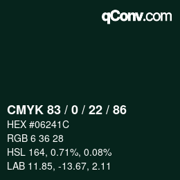 Color code: CMYK 83 / 0 / 22 / 86 | qconv.com