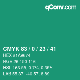 Color code: CMYK 83 / 0 / 23 / 41 | qconv.com