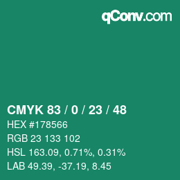 Color code: CMYK 83 / 0 / 23 / 48 | qconv.com