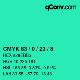 Color code: CMYK 83 / 0 / 23 / 8 | qconv.com