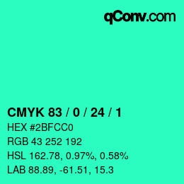 Color code: CMYK 83 / 0 / 24 / 1 | qconv.com