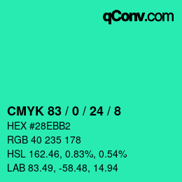 Color code: CMYK 83 / 0 / 24 / 8 | qconv.com