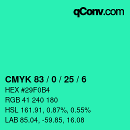 颜色代码: CMYK 83 / 0 / 25 / 6 | qconv.com