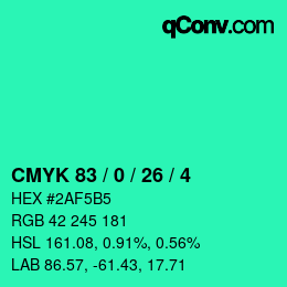カラーコード: CMYK 83 / 0 / 26 / 4 | qconv.com
