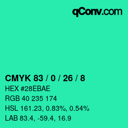Color code: CMYK 83 / 0 / 26 / 8 | qconv.com