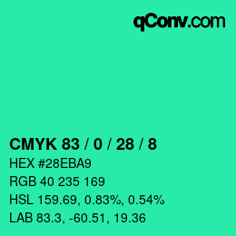 Color code: CMYK 83 / 0 / 28 / 8 | qconv.com