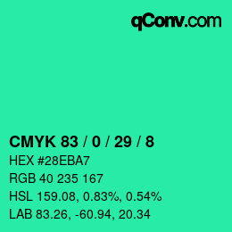 Color code: CMYK 83 / 0 / 29 / 8 | qconv.com