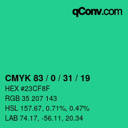 Farbcode: CMYK 83 / 0 / 31 / 19 | qconv.com
