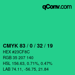 Código de color: CMYK 83 / 0 / 32 / 19 | qconv.com