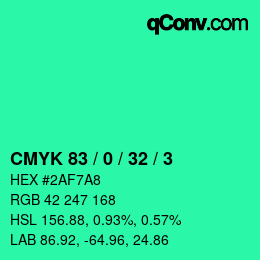 カラーコード: CMYK 83 / 0 / 32 / 3 | qconv.com
