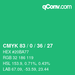 Color code: CMYK 83 / 0 / 36 / 27 | qconv.com