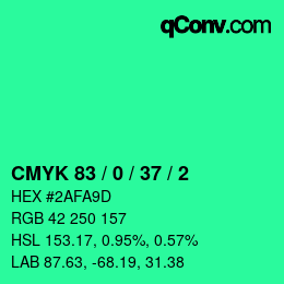 カラーコード: CMYK 83 / 0 / 37 / 2 | qconv.com