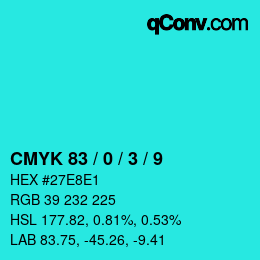 カラーコード: CMYK 83 / 0 / 3 / 9 | qconv.com