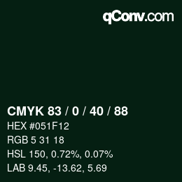 Color code: CMYK 83 / 0 / 40 / 88 | qconv.com