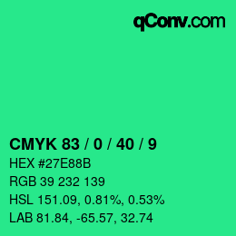 Color code: CMYK 83 / 0 / 40 / 9 | qconv.com