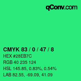 Color code: CMYK 83 / 0 / 47 / 8 | qconv.com