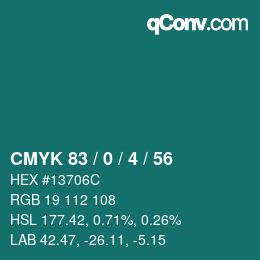 Color code: CMYK 83 / 0 / 4 / 56 | qconv.com