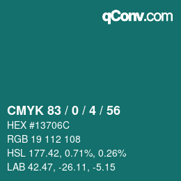 Color code: CMYK 83 / 0 / 4 / 56 | qconv.com