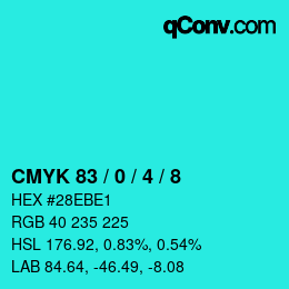 Color code: CMYK 83 / 0 / 4 / 8 | qconv.com