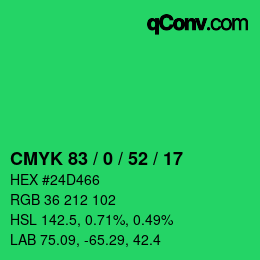Color code: CMYK 83 / 0 / 52 / 17 | qconv.com