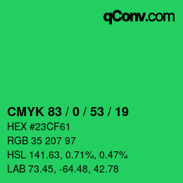 Farbcode: CMYK 83 / 0 / 53 / 19 | qconv.com