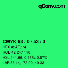 Farbcode: CMYK 83 / 0 / 53 / 3 | qconv.com
