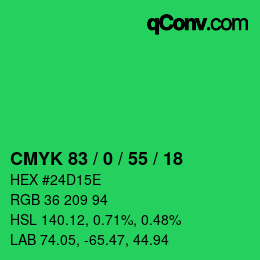 Color code: CMYK 83 / 0 / 55 / 18 | qconv.com