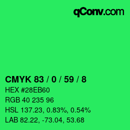 カラーコード: CMYK 83 / 0 / 59 / 8 | qconv.com