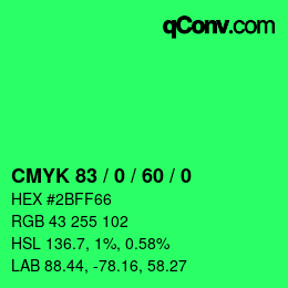 颜色代码: CMYK 83 / 0 / 60 / 0 | qconv.com