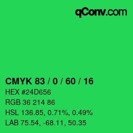 Color code: CMYK 83 / 0 / 60 / 16 | qconv.com