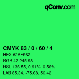 Color code: CMYK 83 / 0 / 60 / 4 | qconv.com
