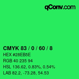 Color code: CMYK 83 / 0 / 60 / 8 | qconv.com