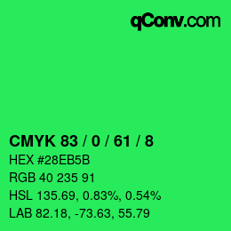 Color code: CMYK 83 / 0 / 61 / 8 | qconv.com